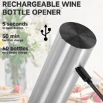 Electric Wine Opener Gift Set, Automatic Electric Wine Bottle Corkscrew Opener Rechargeable with Foil Cutter, Automatic Aerator, 2 Vacuum Stoppers for Home Bar Outdoor Parties, Stainless Steel - Image 4