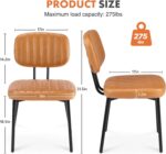Sweetcrispy Dining Chairs Set of 4, Upholstered Mid Century Modern Kitchen Dining Room Accent Chairs with Faux Leather Cushion Seat & Metal Legs for Kitchen, Living Room - Brown - Image 4