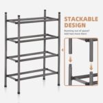 STORAGE MANIAC Expandable Shoe Rack, 8 Pairs Stackable Small Shoe Rack, Metal Adjustable Shoes Organizer for Closet, Entryway, Hallway, Garage, Front Door, Shoes Shelves, Black 2 Tier - Image 5