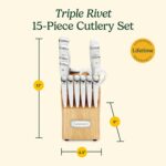 Cuisinart 15-Piece Knife Set with Block, High Carbon Stainless Steel, Forged Triple Rivet, White, C77WTR-15P - Image 7