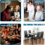 FDW | 5-Piece Dining Table Set | Glass Kitchen Table with 4 Upholstered Chairs | Space-Saving Design | Faux Leather Cushions | Modern Rectangular Table | Black | for Dining Room, Small Spaces - Image 7