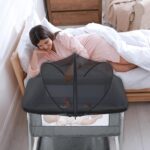 Bassinet Cover for Cats - Bassinet Net Cover for Baby Prevents Entry of Insects/Pets, Breathable Crib Net with Two-Way Zippers, Mosquito Net for Bedside Sleeper/Travel Crib (Black-Small) - Image 8