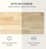 FLEXISPOT EN1 One-Piece Solid Wooden Standing Desk 55 x 24 Inches Height Adjustable Electric Sit Stand Home Office Desks (White Frame + Rubber Wood Top, 2 Packages) - Image 4