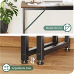 Huuger Computer Desk, 63 Inch Office Desk, Gaming Desk Writing Desk, Work Desk for Home Office, Study, Modern Simple Desk, Large Legroom, Metal Frame, Rustic Brown and Black - Image 10
