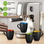 6 Pack Porcelain Coffee Mugs Set, 12 Ounces Ceramic Coffee Mugs, Matte Black Coffee Mug, Restaurant Cups for Coffee, Tea, Cappuccino, Cocoa, Cereal, Black outside and Colorful inside - Image 6