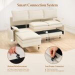 Vesgantti 108" Modular Sectional Sofa, Comfy Cloud Couch with Movable Ottoman Deep Seat Chenille L Shaped Modular Sofa, Sectional Couches for Living Room, Bedroom and Apartment, Beige - Image 6