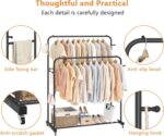 Laiensia Double Rods Garment Rack with Wheels, Clothing Rack for Hanging Clothes,4 Hooks, Multi-functional Bedroom Clothes Rack, Black - Image 7