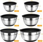 Umite Chef Mixing Bowls with Airtight Lids, 26Pcs Stainless Steel Bowls Set, 3 Grater Attachments & Black Non-Slip Bottoms Size 7, 4, 2.5, 2.0,1.5, 1QT, Great for Mixing & Serving - Image 8