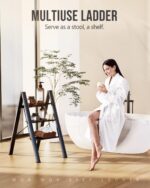 WOA WOA 3 Step Ladder, Foldable Step Stool, Aluminum Lightweight Ladder for Home Kitchen Closet, Anti-Slip Pedals, Ease of Folding, Portable, 300lbs Capacity - Black - Image 9