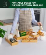 ROYAL CRAFT WOOD 5-Piece Bamboo Drawer Organizer Set – Multi-Use Storage Trays for Kitchen, Bathroom, Office, Makeup, Jewelry & More – Junk Drawer Tray, Utensil Holder, Storage Box & Bin Set (5 Boxes) - Image 10