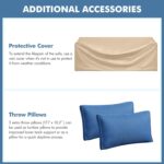 Yaheetech 3-Seat Patio Wicker Sofa, Outdoor Rattan Couch with Furniture Cover, Deep Seat High Back with Cushions & Throw Pillows for Deck/Porch/Balcony/Yard, Brown/Dark Blue - Image 8