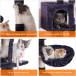 Heybly Cat Tree with Toy, Cat Tower Condo for Indoor Cats, Cat House with Padded Plush Perch, Cozy Hammock and Sisal Scratching Posts, Smoky Gray HCT004SG - Image 5