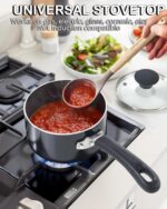 Cook N Home Nonstick Sauce Pan with Glass Lid 2-Qt, Multi-purpose Pot Saucepan Kitchenware, Black, Aluminum - Image 4