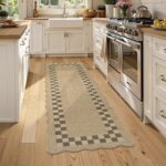 LIVEBOX Easy Jute Checkered Runner Rug for Kitchen, Scalloped Washable 2x6 Tan Rugs for Entryway, Geometric Indoor Outdoor Non Slip Rug Farmhouse Morden Carpet Door Mat Area Rug for Bedroom Hallway - Image 7