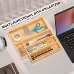 Kitchen Drawer Organizer Bins, Stackable Bamboo Deep Drawer Organizer for Silverware, Utensils, Cutlery, Flatware, Junk Drawer, Dresser, Bathroom, 9" x 3" x 2.5" (Set of 2) - Image 8