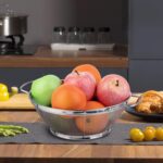 3 Pack 18/8 Stainless Steel Colander Sieves(5-Quart, 4-Quart and 3-Quart), Mesh Strainer Net Baskets with Handles & Resting Base for Strain, Drain, Rinse or Steam - Image 9