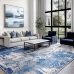 Washable Area Rugs 5'x7' Non-Slip Modern Abstract Soft for Living Room Entryway Bedroom Nursery, Print Pattern, Blue Grey Navy Gray - Image 3