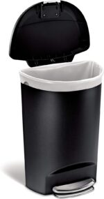simplehuman 50 Liter / 13 Gallon Semi-Round Kitchen Step Trash Can with Secure Slide Lock, Black Plastic - Image 3