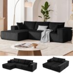 108” Modular Sectional Sofa, Cloud Sectional Couch with Deep Seat, Modern Modular L-Shape Sofa Couch with Chaise,Upholstered Couches for Living Room Bedroom (Black, Left Facing Chaise) - Image 2