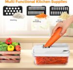 Professional 12-in-1 Vegetable Chopper with 7 Stainless Steel Blades - Multifunctional Food Chopper for Dicing/Slicing Carrots, Potatoes, Onions, Garlic - Heavy Duty, BPA Free Kitchen Gadget (White) - Image 5
