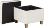 Homepop Home Decor | K7342-F2067 | Classic Square Storage Ottoman with Lift Off Lid | Ottoman with Storage for Living Room & Bedroom, Cream Woven - Image 10