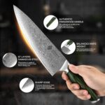 VEROXIS Damascus Chef Knife 8 Inch, Professional Japanese Kitchen Knives Sharp High Carbon Super Steel with Ergonomic Pakkawood Handles, Elegant Gift Box Packaging - Image 3