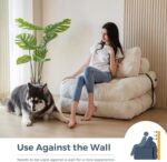 MAXYOYO Folding Sofa Bed, Convertible Sleeper Chair with Pillow Foldable Mattress with Back Support, Portable Fold Out Chair Bed Comfy Floor Sofa Lounge for Living Room Bedroom, Beige, Single - Image 4