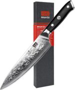 SHAN ZU Chef Knife 8 Inch Japanese Steel Damascus Kitchen Knife, Professional Kitchen Knives Sharp High Carbon Super Steel Kitchen Utility Knife - Image 2