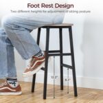 Bar Stools, Set of 2 Round Bar Chairs with Footrest, 24.4 Inch Kitchen Breakfast Bar Chairs, Industrial Bar Stools, Easy Assembly, for Dining Room, Kitchen, Greige BAHG0201Z - Image 8