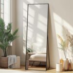 Delma Wall Full Length Mirror,Standing Mirror Full Body,Large Floor for Wall Door Bedroom Bathroom Living Room with Aluminium Frame(with Stand,56x15-Black) - Image 2