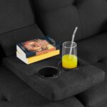 Yaheetech Convertible Sofa Bed Adjustable Fabric Couch Sleeper Modern Recliner Reversible Loveseat Folding Daybed Guest Bed, Removable Armrests, Cup Holders, 3 Angles, 772lb Capacity, Black - Image 9