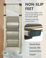 WOA WOA 4 Step Ladder, Ladders for Home, Anti-Slip Pedals, Aluminum Step Stool Foldable, Lightweight to Move, Ease of Storage, Reach 9ft for Closet Kitchen Library, Hold 300lbs - Gold - Image 7