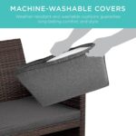 Best Choice Products 4-Piece Outdoor Wicker Patio Conversation Furniture Set for Backyard w/Coffee Table, Seat Cushions - Brown/Stone Gray - Image 6