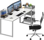 SHW Mission 55-Inch Home Office Computer Desk, White - Image 8