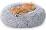 JOLLYVOGUE Calming Dog & Cat Bed for Small Dogs, Anti-Anxiety Donut Cuddler Cozy Soft Round Bed with Anti-Slip Bottom, Fluffy Faux Fur Plush Cushion Beds for Small Medium Dogs (20") - Image 2