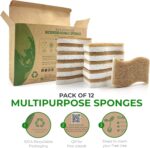 Natural Kitchen Sponge - Biodegradable Compostable Cellulose and Coconut Scrubber Sponge - Pack of 12 Eco Friendly Sponges for Dishes - Image 5