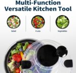 Stainless Steel Salad Spinner, 4.2 Qt Vegetable Washer, BPA-Free Lettuce Dryer with Crank Design, Dishwasher Safe, Non-Slip Base - Transparent Lid - Image 8