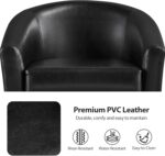 Yaheetech Barrel Chairs Set of 2, Faux Leather Club Armchairs, PU Leather Accent Chairs with Soft Padded Seat for Living Room Bedroom Waiting Reading Room, Black - Image 6