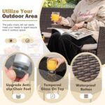 Homall 4 Pieces Outdoor Patio Furniture Sets Rattan Chair Wicker Set, Outdoor Indoor Use Backyard Porch Garden Poolside Balcony Furniture Sets Clearance (Brown and Beige) - Image 4