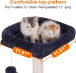 Heybly Cat Tree with Toy, Cat Tower Condo for Indoor Cats, Cat House with Padded Plush Perch, Cozy Hammock and Sisal Scratching Posts, Smoky Gray HCT004SG - Image 6
