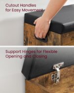 VASAGLE CUSTOS Collection - Storage Bench with Cushion, Shoe Bench, Padded Seat, Hidden Storage, Entryway, Hold up to 300 lb, 11.8 x 31.5 x 17.3 Inches, Rustic Brown and Ink Black ULHS30BX - Image 9