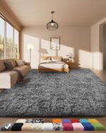 Ophanie Area Rugs for Bedroom, Upgrade Non-Slip Grey Fluffy Soft Shag Carpet, Indoor Floor Gray 4x6 Fuzzy Shaggy Living Room Plush Rug for Kids Home Dorm Decor Aesthetic - Image 2