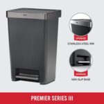 Rubbermaid Premier Series III Step-On Trash Can for Home and Kitchen, with Stainless Steel Rim, 12.4 Gallon, Charcoal, for Home/Kitchen/Garage/Apartment/Office - Image 3