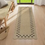 LIVEBOX Easy Jute Checkered Runner Rug for Kitchen, Scalloped Washable 2x6 Tan Rugs for Entryway, Geometric Indoor Outdoor Non Slip Rug Farmhouse Morden Carpet Door Mat Area Rug for Bedroom Hallway - Image 9