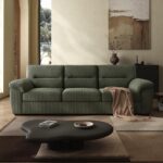 81 inch Corduroysofa for Living Room Three Seater Comfortable Sofa, Fabric Sofa, Modern mid-Century Vintage Brown for Office Meeting Room Apartment(Green, 81inch) - Image 4