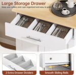 Kitchen Island Cart with Storage, Small Kitchen Island on Wheels with Large Drawer, Adjustable Shelf & Towel Rack, Rolling Island Table for Kitchen & Dining Room, White - Image 4