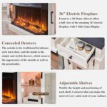 LINGMU Farmhouse Electric Fireplace TV Stand for TVs up to 80", Entertainment Center with 36" 3-Sided Glass Electric Fireplace & LED Lights, 70-inch TV Console, Antique White - Image 7