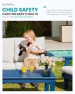 SERWALL 4 Piece HDPE Outdoor Furniture Set, All Weather Wood-Like Outdoor Sofa Sectional Couch, Bllue Patio Furniture Set with Khaki Cushions - Image 7