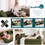 Convertible Folding Sofa Bed, Modular Floor Sofa with Removable Backrest, 3-Seater Fold Out Couch Bed with Pillows, King Size Futon Lazy Couch Corduroy Sleeper for Living Room, Dorm, Green - Image 7