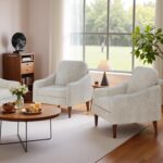 JUMMICO Corduroy Fabric Club Chair, Accent Barrel Chair, Furry Sherpa Elegant Armchair with Cozy Soft Padded, Suitable for Reception Room Bedroom Living Room Office (Beige) - Image 7